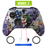 eXtremeRate Clown Cards Style Faceplate Cover, Soft Touch Front Housing Shell Case Replacement Kit for Xbox One Elite Series 2 Controller Model 1797 - Thumbstick Accent Rings Included - ELT141