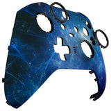 eXtremeRate Blue Nebula Style Faceplate Cover, Soft Touch Front Housing Shell Case Replacement Kit for Xbox One Elite Series 2 Controller Model 1797 - Thumbstick Accent Rings Included - ELT143