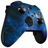 eXtremeRate Blue Nebula Style Faceplate Cover, Soft Touch Front Housing Shell Case Replacement Kit for Xbox One Elite Series 2 Controller Model 1797 - Thumbstick Accent Rings Included - ELT143