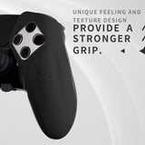 PlayVital Ninja Edition Anti-Slip Half-Covered Silicone Cover Skin for ps5 Edge Controller, Ergonomic Protector Soft Rubber Case for ps5 Edge Wireless Controller with Thumb Grip Caps - Black - EYPFP001