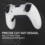 PlayVital Ninja Edition Anti-Slip Half-Covered Silicone Cover Skin for ps5 Edge Controller, Ergonomic Protector Soft Rubber Case for ps5 Edge Wireless Controller with Thumb Grip Caps - White - EYPFP002