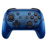 eXtremeRate Transparent Blue Faceplate Backplate Handles for Nintendo Switch Pro Controller, DIY Replacement Grip Housing Shell Cover for Nintendo Switch Pro - Controller NOT Included - FRM503