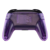 eXtremeRate Clear Atomic Purple Faceplate Backplate Handles for Nintendo Switch Pro Controller, DIY Replacement Grip Housing Shell Cover for Nintendo Switch Pro - Controller NOT Included - FRM505