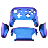 eXtremeRate Chameleon Faceplate Backplate Handles for NS Switch Pro Controller, Purple Blue DIY Replacement Grip Housing Shell Cover for NS Switch Pro - Controller NOT Included - FRP301