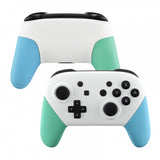 eXtremeRate White Faceplate Backplate Mint Green Heaven Blue Handles for Nintendo Switch Pro Controller, DIY Replacement Grip Housing Shell Cover for Nintendo Switch Pro - Controller NOT Included - FRP313