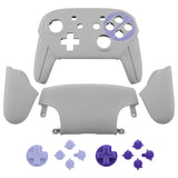 eXtremeRate Faceplate Backplate Handles for Switch Pro Controller, Classic SNES Style Replacement Shell Case with Purple D-pad ABXY Buttons for Nintendo Switch Pro - Controller NOT Included - FRT102