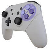 eXtremeRate Faceplate Backplate Handles for Switch Pro Controller, Classic SNES Style Replacement Shell Case with Purple D-pad ABXY Buttons for Nintendo Switch Pro - Controller NOT Included - FRT102