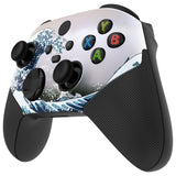 eXtremeRate The Great Wave ASR Version Performance Rubberized Grip Front Housing Shell  with Accent Rings for Xbox Series X/S Controller - FX3C1002