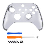 eXtremeRate Replacement Front Housing Shell for Xbox Series X Controller, Chrome Silver Custom Cover Faceplate for Xbox Series S Controller - Controller NOT Included - FX3D402