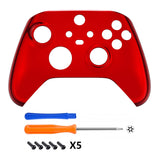 eXtremeRate Replacement Front Housing Shell for Xbox Series X Controller, Chrome Red Custom Cover Faceplate for Xbox Series S Controller - Controller NOT Included - FX3D403