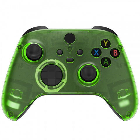 eXtremeRate Replacement Front Housing Shell for Xbox Series X Controller, Clear Green Custom Cover Faceplate for Xbox Series S Controller - Controller NOT Included - FX3M503