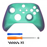 eXtremeRate Chameleon Green Purple Glossy Replacement Front Housing Shell for Xbox Series X Controller, Custom Cover Faceplate for Xbox Series S Controller - Controller NOT Included - FX3P302