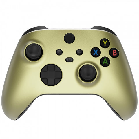 eXtremeRate Champagne Gold Replacement Part Faceplate, Soft Touch Grip Housing Shell Case for Xbox Series S & Xbox Series X Controller Accessories - Controller NOT Included - FX3P333