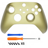 eXtremeRate Champagne Gold Replacement Part Faceplate, Soft Touch Grip Housing Shell Case for Xbox Series S & Xbox Series X Controller Accessories - Controller NOT Included - FX3P333