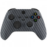 eXtremeRate Black Silver Carbon Fiber Replacement Part Faceplate, Soft Touch Grip Housing Shell Case for Xbox Series S & Xbox Series X Controller Accessories - Controller NOT Included - FX3S209