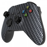 eXtremeRate Black Silver Carbon Fiber Replacement Part Faceplate, Soft Touch Grip Housing Shell Case for Xbox Series S & Xbox Series X Controller Accessories - Controller NOT Included - FX3S209