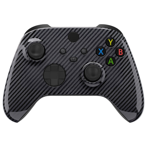 eXtremeRate Graphite Carbon Fiber Pattern Replacement Part Faceplate, Soft Touch Grip Housing Shell Case for Xbox Series S & Xbox Series X Controller Accessories - Controller NOT Included - FX3S217