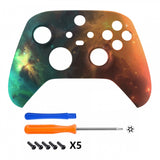 eXtremeRate Orange Star Universe Replacement Part Faceplate, Soft Touch Grip Housing Shell Case for Xbox Series S & Xbox Series X Controller Accessories - Controller NOT Included - FX3T102