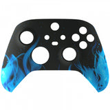 eXtremeRate Blue Flame Replacement Part Faceplate, Soft Touch Grip Housing Shell Case for Xbox Series S & Xbox Series X Controller Accessories - Controller NOT Included - FX3T105