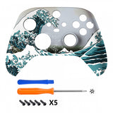 eXtremeRate The Great Wave Replacement Part Faceplate, Soft Touch Grip Housing Shell Case for Xbox Series S & Xbox Series X Controller Accessories - Controller NOT Included - FX3T106