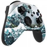 eXtremeRate The Great Wave Replacement Part Faceplate, Soft Touch Grip Housing Shell Case for Xbox Series S & Xbox Series X Controller Accessories - Controller NOT Included - FX3T106