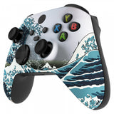 eXtremeRate The Great Wave Replacement Part Faceplate, Soft Touch Grip Housing Shell Case for Xbox Series S & Xbox Series X Controller Accessories - Controller NOT Included - FX3T106