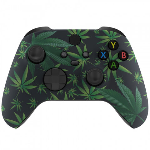 eXtremeRate Green Weeds Replacement Part Faceplate, Soft Touch Grip Housing Shell Case for Xbox Series S & Xbox Series X Controller Accessories - Controller NOT Included - FX3T111