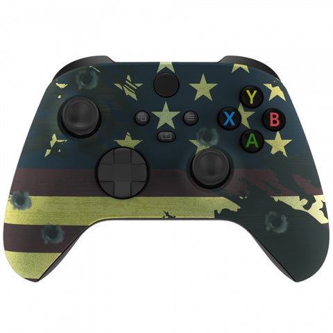 eXtremeRate US Flag The Stars & Stripes Replacement Part Faceplate, Soft Touch Grip Housing Shell Case for Xbox Series S & Xbox Series X Controller Accessories - Controller NOT Included - FX3T114