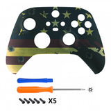 eXtremeRate US Flag The Stars & Stripes Replacement Part Faceplate, Soft Touch Grip Housing Shell Case for Xbox Series S & Xbox Series X Controller Accessories - Controller NOT Included - FX3T114