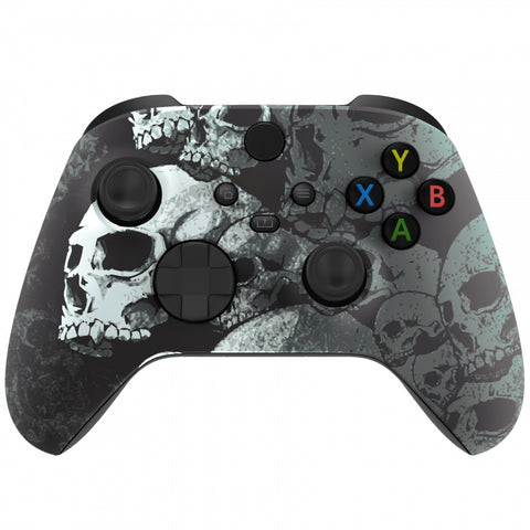 eXtremeRate Lonely Skull Replacement Part Faceplate, Soft Touch Grip Housing Shell Case for Xbox Series S & Xbox Series X Controller Accessories - Controller NOT Included - FX3T120