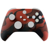 eXtremeRate Red Black Camouflage Replacement Part Faceplate, Soft Touch Grip Housing Shell Case for Xbox Series S & Xbox Series X Controller Accessories - Controller NOT Included - FX3T135