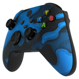 eXtremeRate Blue Black Camouflage Replacement Part Faceplate, Soft Touch Grip Housing Shell Case for Xbox Series S & Xbox Series X Controller Accessories - Controller NOT Included - FX3T137