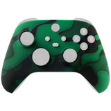 eXtremeRate Green Black Camouflage Replacement Part Faceplate, Soft Touch Grip Housing Shell Case for Xbox Series S & Xbox Series X Controller Accessories - Controller NOT Included - FX3T138