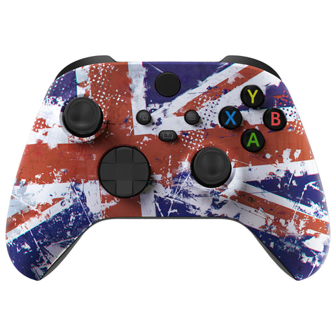 eXtremeRate Impression UK Flag Replacement Part Faceplate, Soft Touch Grip Housing Shell Case for Xbox Series S & Xbox Series X Controller Accessories - Controller NOT Included - FX3T142