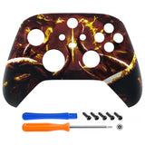 eXtremeRate The Great Flaming Overlord Replacement Part Faceplate, Soft Touch Grip Housing Shell Case for Xbox Series S & Xbox Series X Controller Accessories - Controller NOT Included - FX3T161