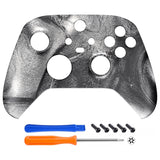 eXtremeRate Silver Wave Replacement Part Faceplate, Soft Touch Grip Housing Shell Case for Xbox Series S & Xbox Series X Controller Accessories - Controller NOT Included - FX3T169