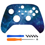 eXtremeRate Blue Nebula Replacement Part Faceplate, Soft Touch Grip Housing Shell Case for Xbox Series S & Xbox Series X Controller Accessories - Controller NOT Included - FX3T172