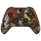 eXtremeRate Tiger & Crane Replacement Part Faceplate, Soft Touch Grip Housing Shell Case for Xbox Series S & Xbox Series X Controller Accessories - Controller NOT Included - FX3T180