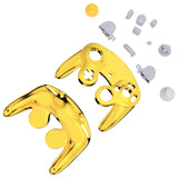 eXtremeRate Chrome Gold Glossy Faceplate Backplate for Nintendo GameCube Controller, Replacement Housing Shell Cover with Buttons for Nintendo GameCube Controller NGC - Controller NOT Included - GCND4001