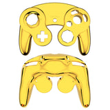 eXtremeRate Chrome Gold Glossy Faceplate Backplate for Nintendo GameCube Controller, Replacement Housing Shell Cover with Buttons for Nintendo GameCube Controller NGC - Controller NOT Included - GCND4001