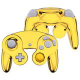 eXtremeRate Chrome Gold Glossy Faceplate Backplate for Nintendo GameCube Controller, Replacement Housing Shell Cover with Buttons for Nintendo GameCube Controller NGC - Controller NOT Included - GCND4001