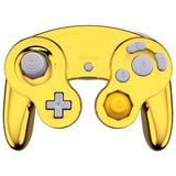 eXtremeRate Chrome Gold Glossy Faceplate Backplate for Nintendo GameCube Controller, Replacement Housing Shell Cover with Buttons for Nintendo GameCube Controller NGC - Controller NOT Included - GCND4001