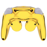 eXtremeRate Chrome Gold Glossy Faceplate Backplate for Nintendo GameCube Controller, Replacement Housing Shell Cover with Buttons for Nintendo GameCube Controller NGC - Controller NOT Included - GCND4001