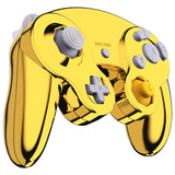 eXtremeRate Chrome Gold Glossy Faceplate Backplate for Nintendo GameCube Controller, Replacement Housing Shell Cover with Buttons for Nintendo GameCube Controller NGC - Controller NOT Included - GCND4001