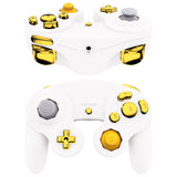 eXtremeRate Chrome Gold Repair ABXY D-pad Z L R Keys for Nintendo GameCube Controller, DIY Replacement Full Set Buttons Thumbsticks & Tools for Nintendo GameCube Controller - Controller NOT Included - GCNJ3001