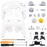 eXtremeRate White Replacement Faceplate Backplate with Buttons for Nintendo GameCube Controller - GCNP3002