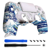 eXtremeRate The Great Wave Replacement Faceplate Touchpad Cover, Redesigned Housing Shell Case Touch Pad Compatible with PS4 Slim Pro Controller JDM-040/050/055 - Controller NOT Included - GHP4T001
