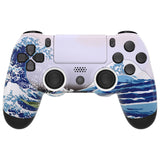 eXtremeRate The Great Wave Replacement Faceplate Touchpad Cover, Redesigned Housing Shell Case Touch Pad Compatible with PS4 Slim Pro Controller JDM-040/050/055 - Controller NOT Included - GHP4T001