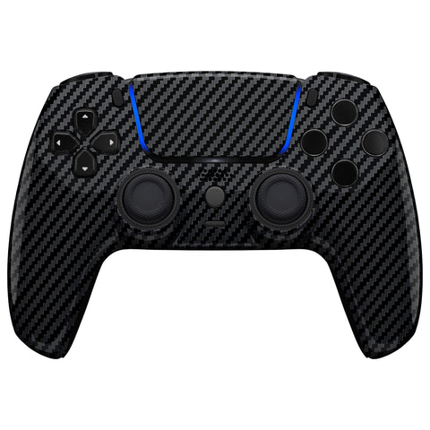 eXtremeRate LUNA Redesigned Graphite Carbon Fiber Pattern Front Shell Touchpad Compatible with ps5 Controller BDM-010/020/030/040, DIY Replacement Housing Custom Touch Pad Cover Compatible with ps5 Controller - GHPFS001