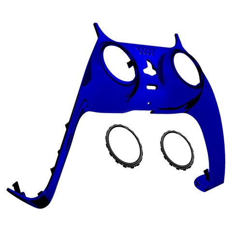eXtremeRate Chrome Blue Decorative Trim Shell Compatible with ps5 Controller, DIY Replacement Clip Shell, Custom Plates Cover Compatible with ps5 Controller with Accent Rings - GPFD4004